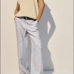 NWT Reformation Carter Linen Lid Rise Striped Women's Pants size 6